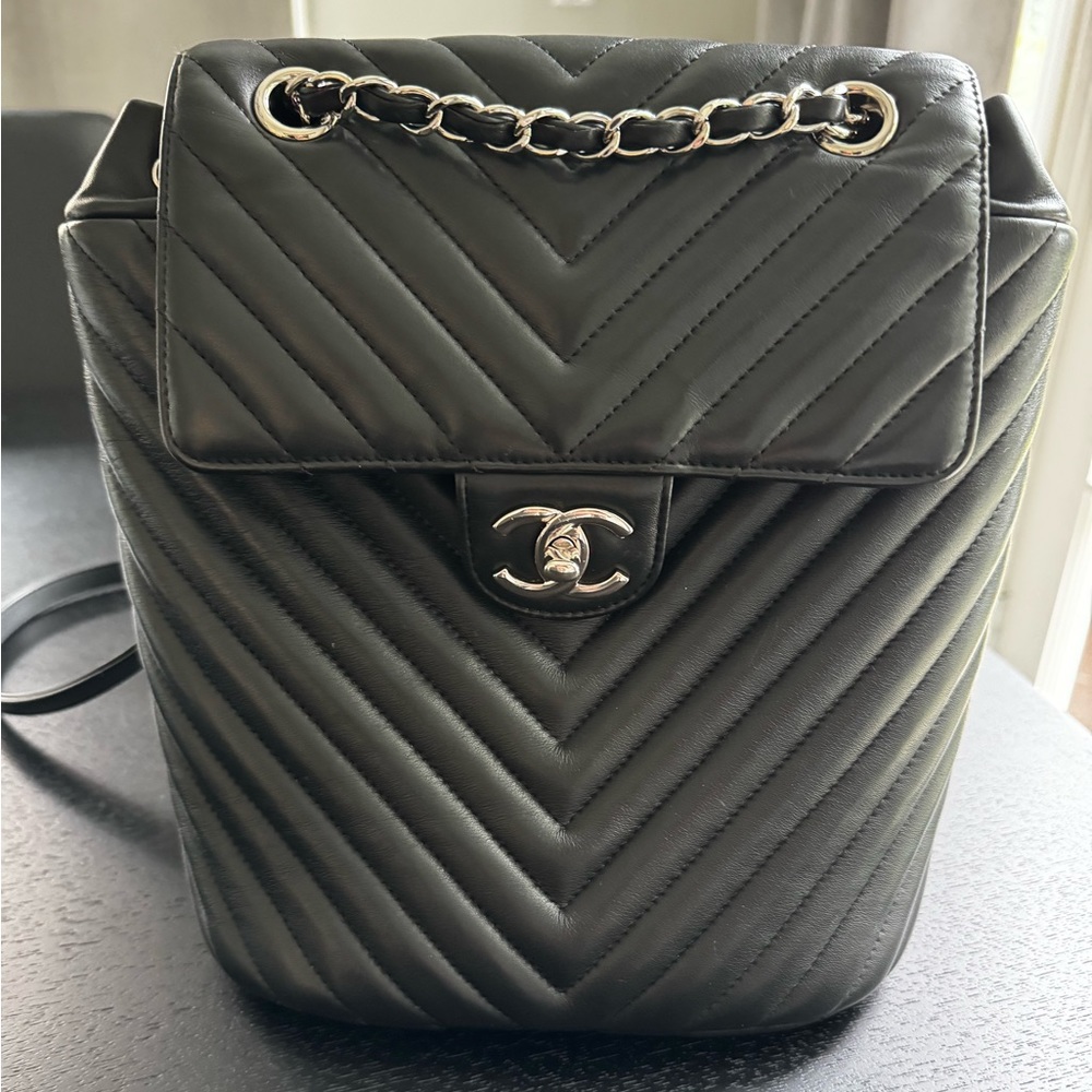 Chanel Small Urban Spirit Backpack Black Chevron